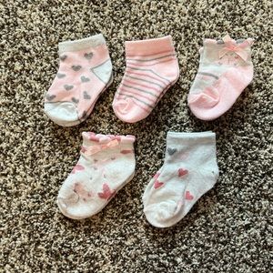 Pink Gray And Silver Baby Girls Socks Like New